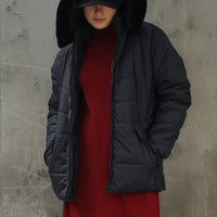 Zino puffer jacket with fur Hoodie black