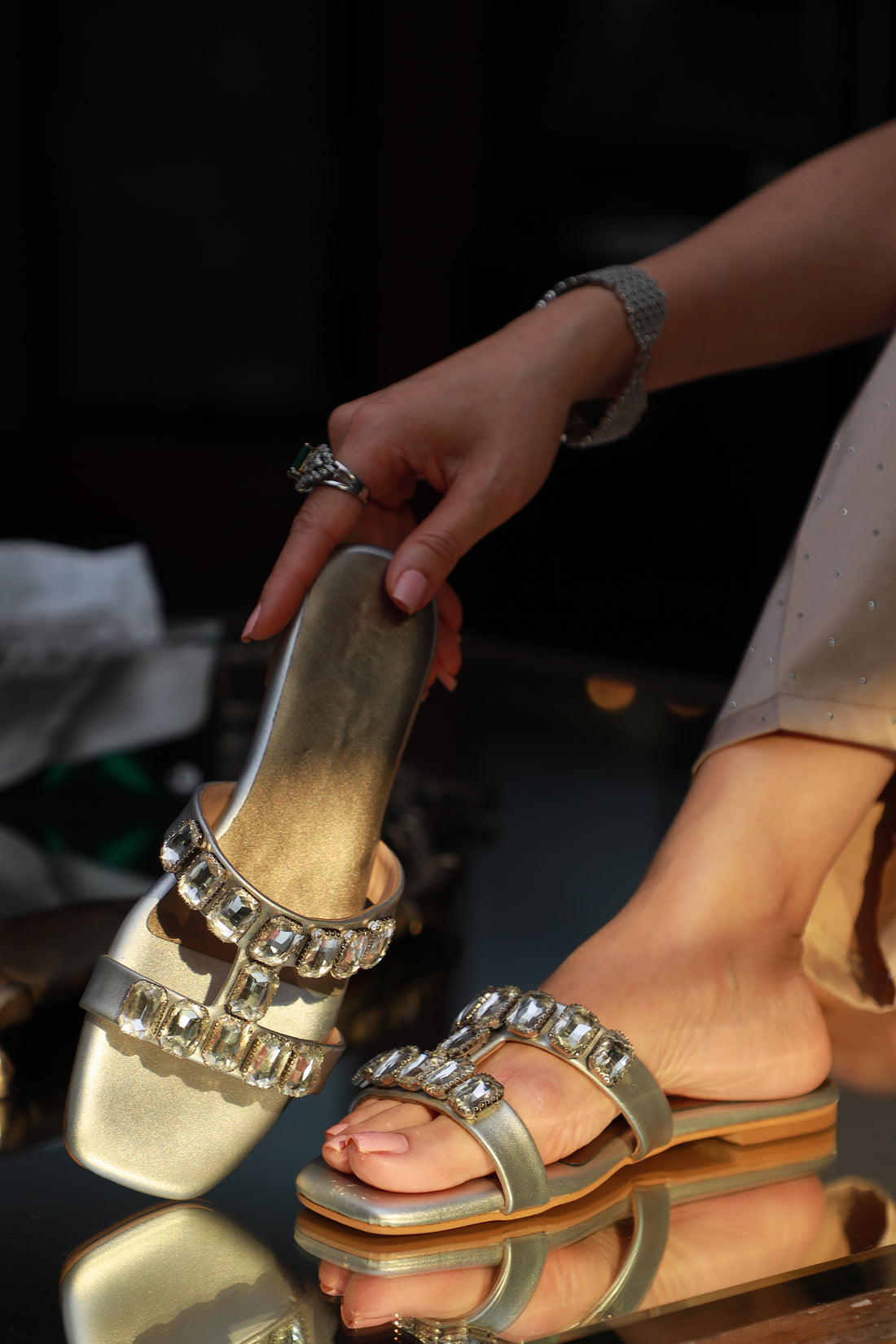 Eris Crystal Flats Silver