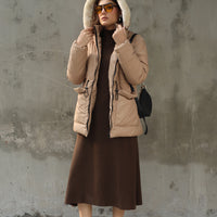 Alaska NEO Soft Puffer Jacket with Fur Hoodie (Tan)