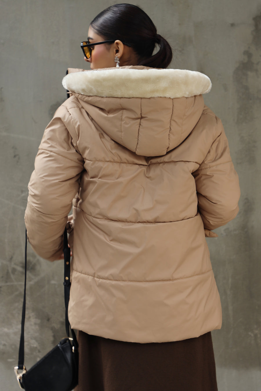 Alaska NEO Soft Puffer Jacket with Fur Hoodie (Tan)