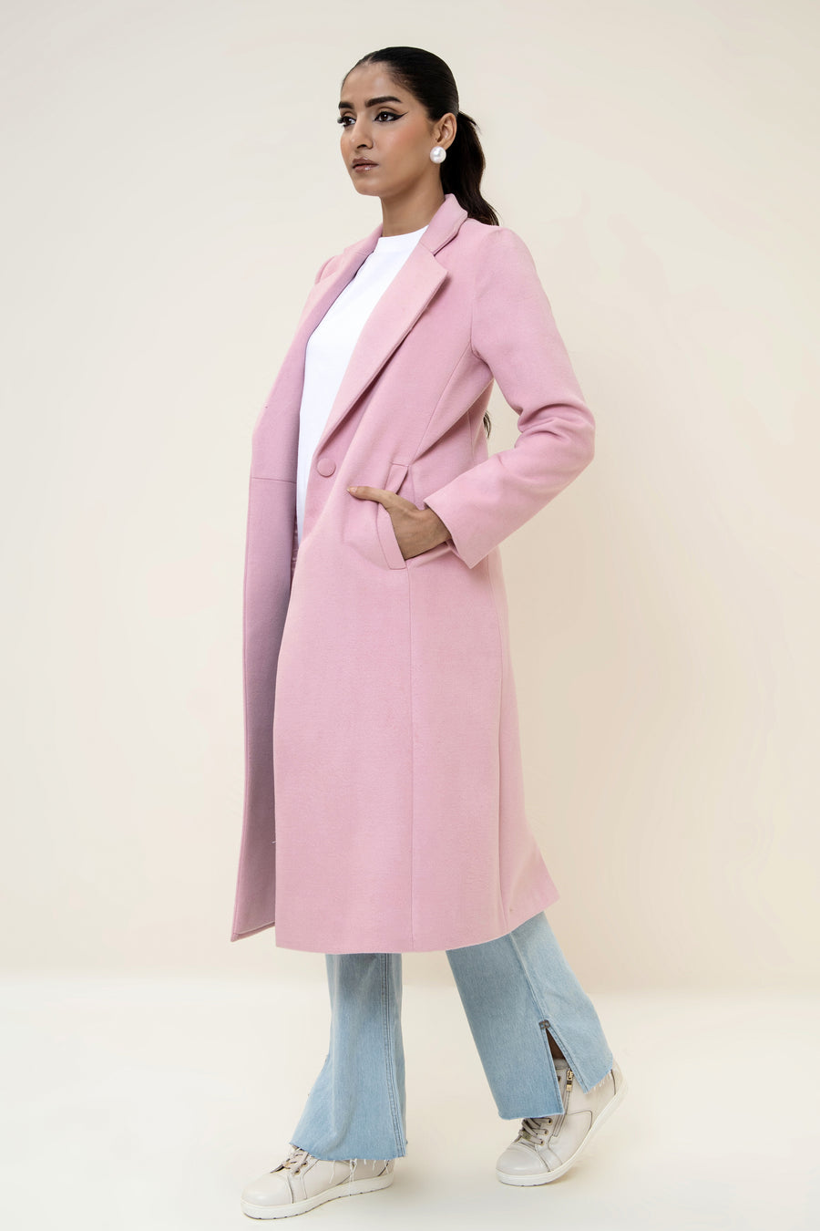 Chloe long coat pink