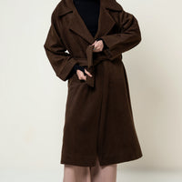 JUNO BELTED COAT CHOCOLATE BROWN