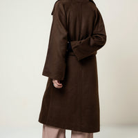 JUNO BELTED COAT CHOCOLATE BROWN