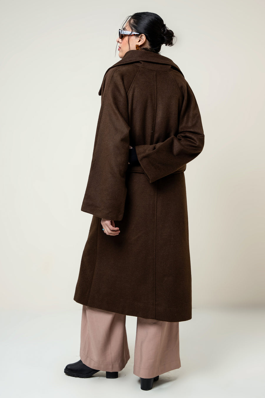 JUNO BELTED COAT CHOCOLATE BROWN