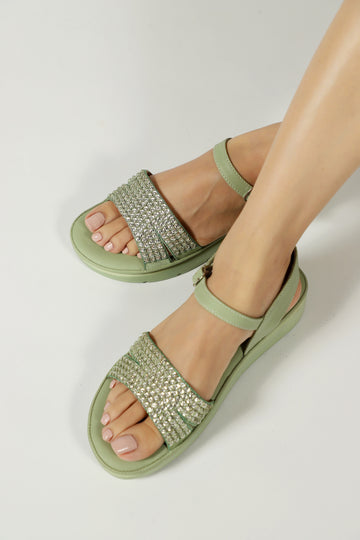 Arizona Platform Sandals Mint Green