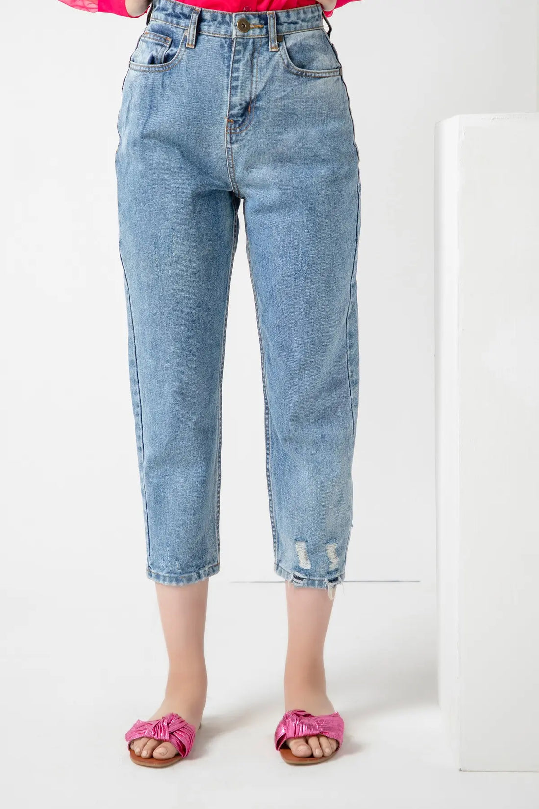 Sassy Original Mom Jeans High Waisted  Washed Blue