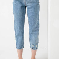 Sassy Original Mom Jeans High Waisted  Washed Blue