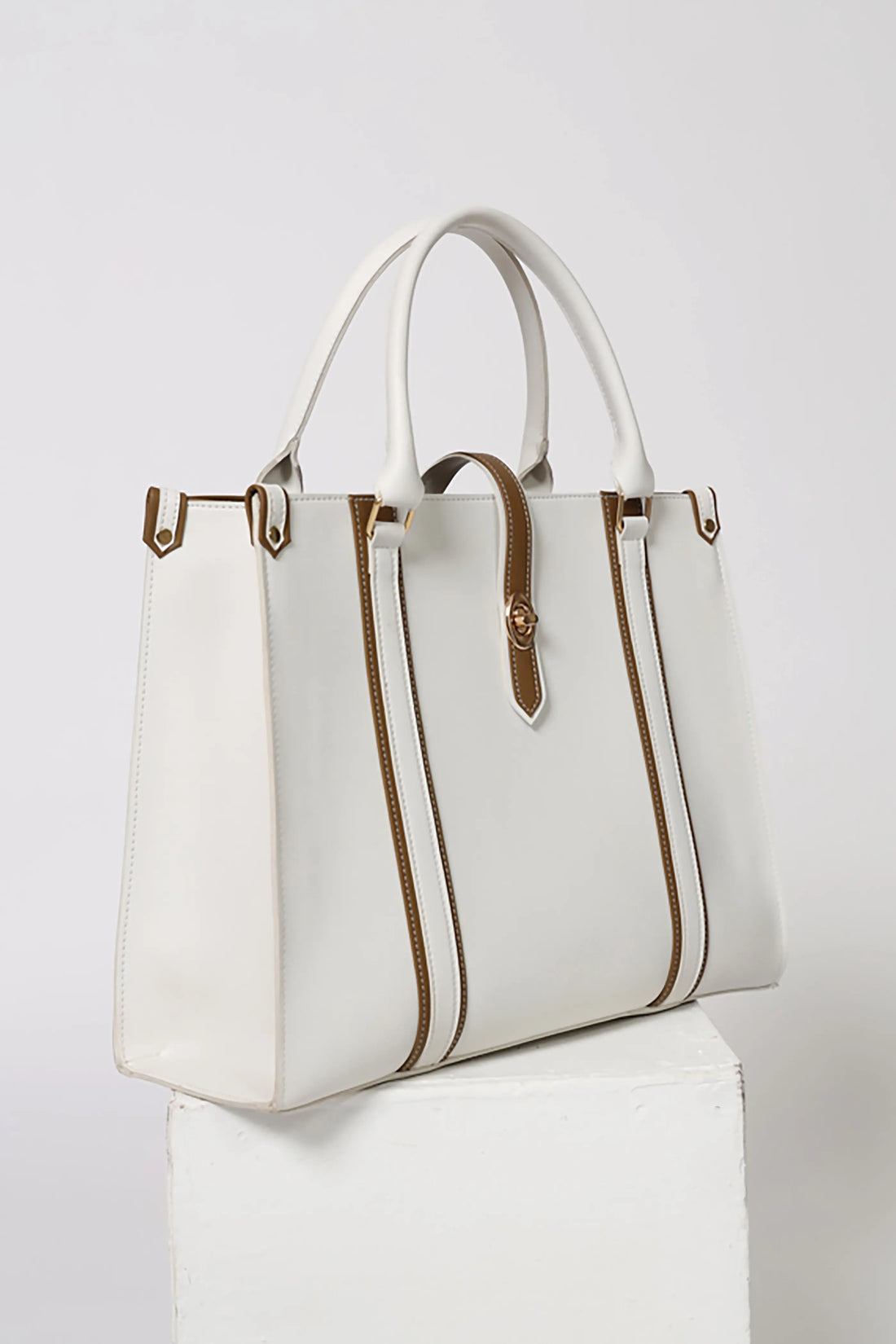Tokyo Tote Bag White n Brown
