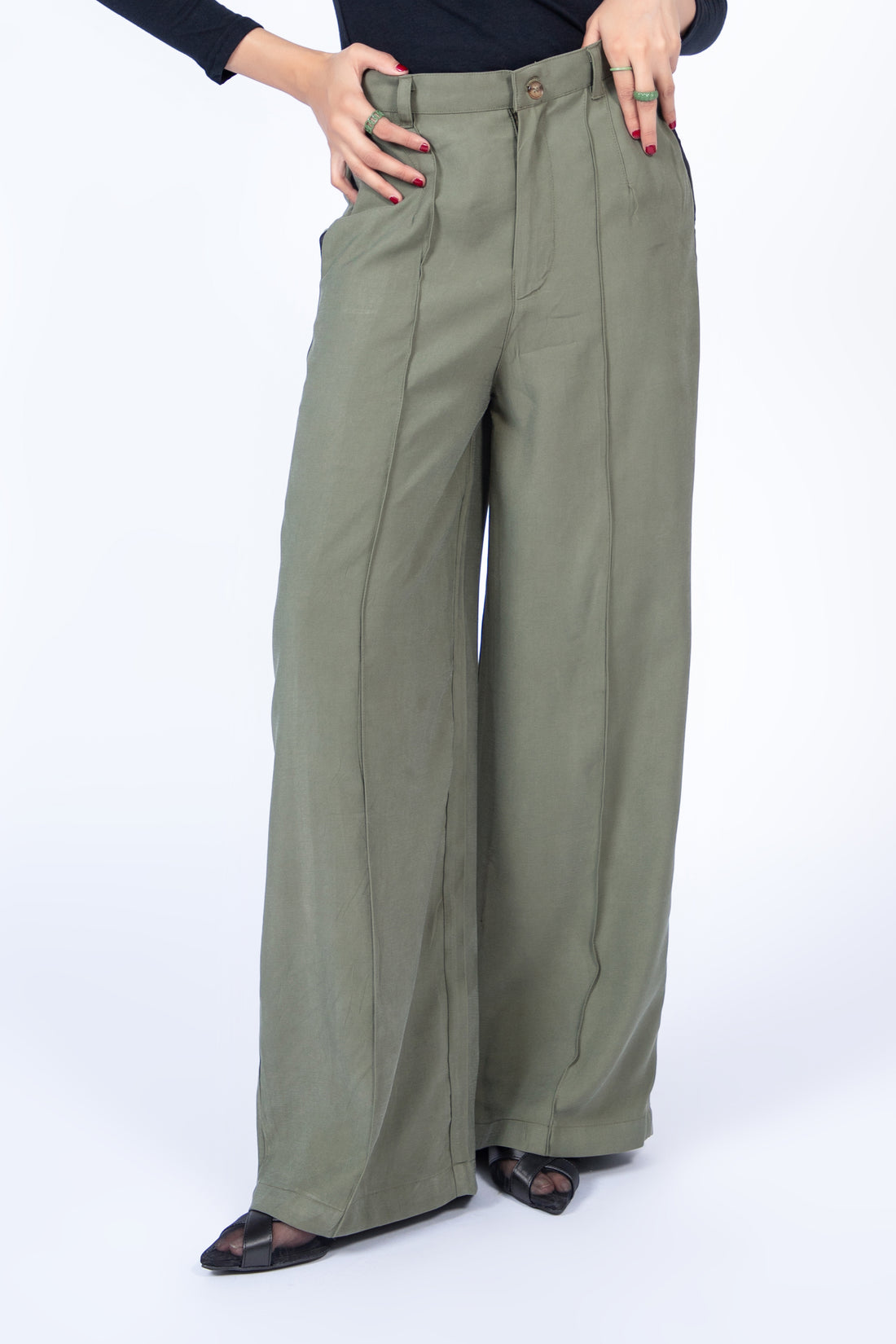 Seoul wide leg Pants Green (5 days Delivery)