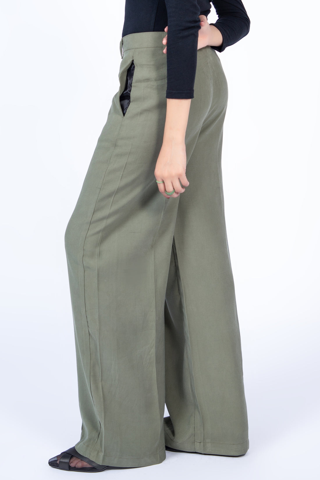 Seoul wide leg Pants Green (5 days Delivery)