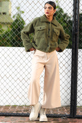 Fuzzy Flannel Button Up Olive