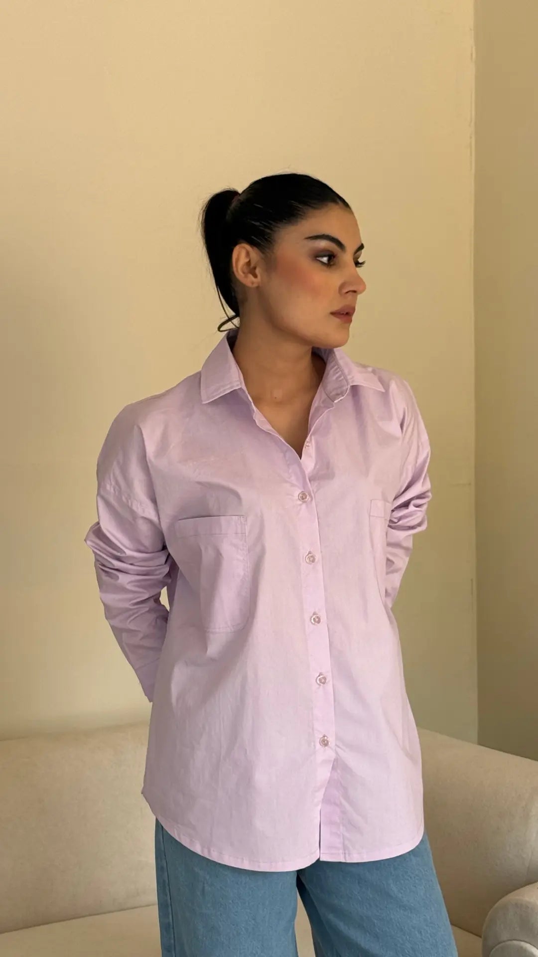 Rihana Button Down Shirt Lilac