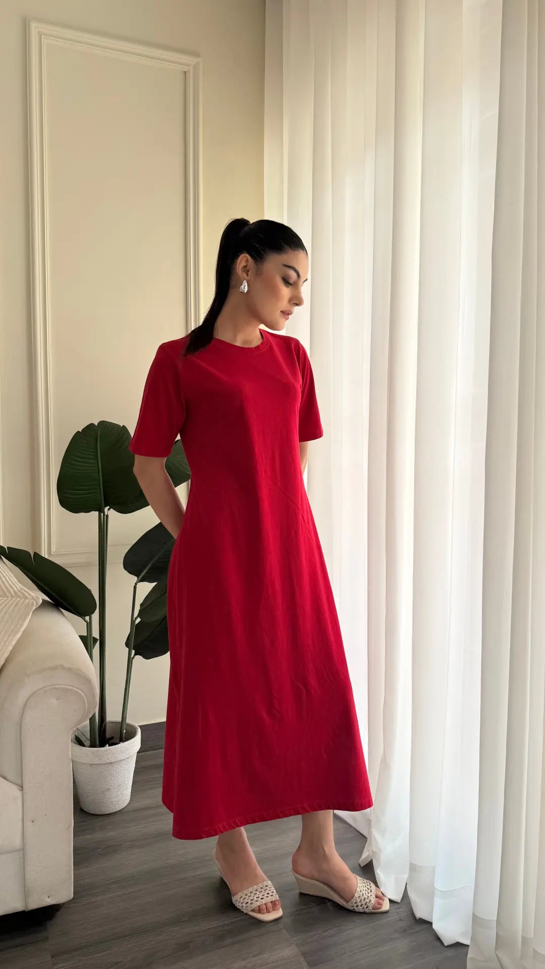 kaira long shirt dress Red
