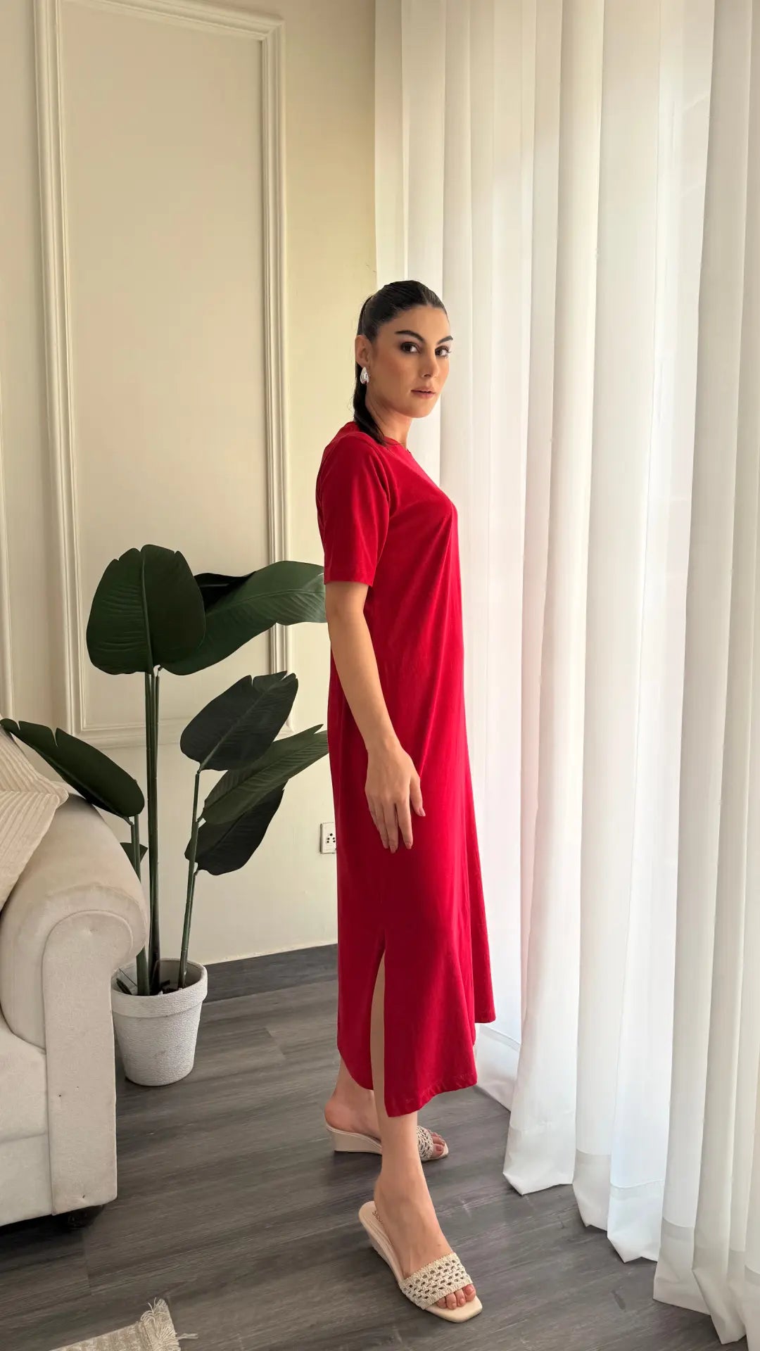 kaira long shirt dress Red