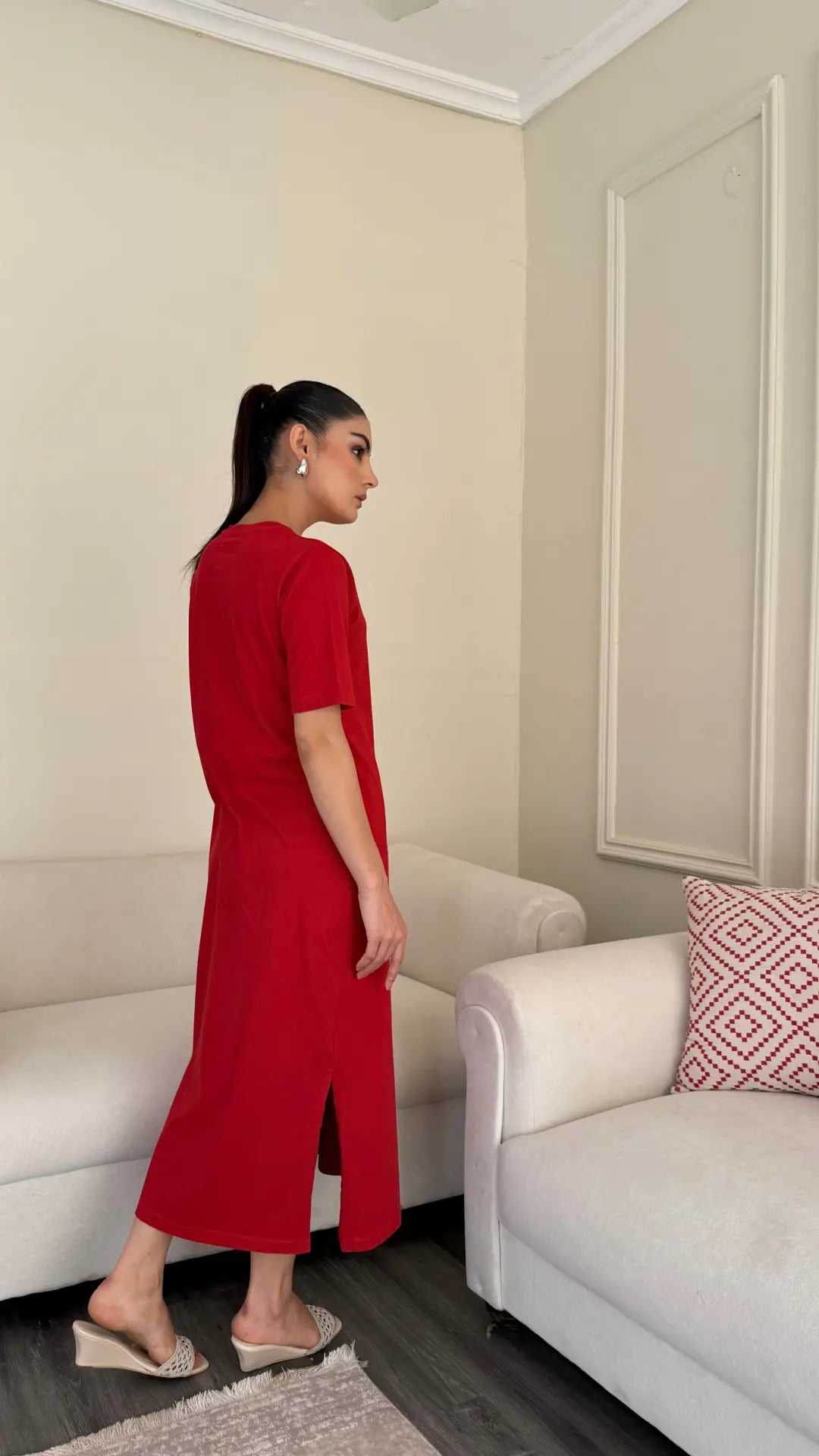 kaira long shirt dress Red