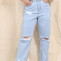 Sassy Ripped Wayfarer High Waisted Light Blue