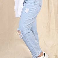 Sassy Ripped Wayfarer High Waisted Light Blue