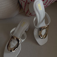 Nina Block Heel White