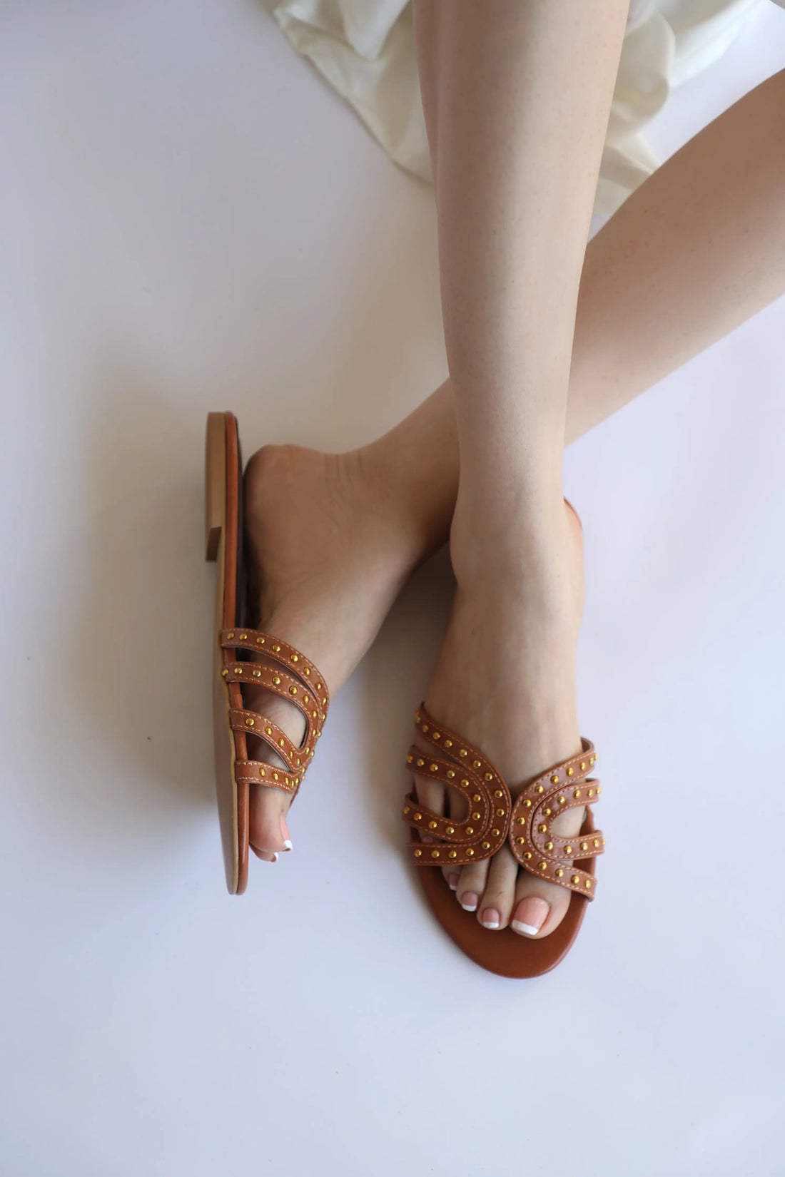 Aurora Stud Flats Tan (Ship in 1 Week)