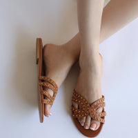 Aurora Stud Flats Tan