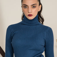 Payton Ribbed Turtleneck Blue