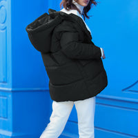 Alaska Soft Puffer Jacket with Hoodie Black